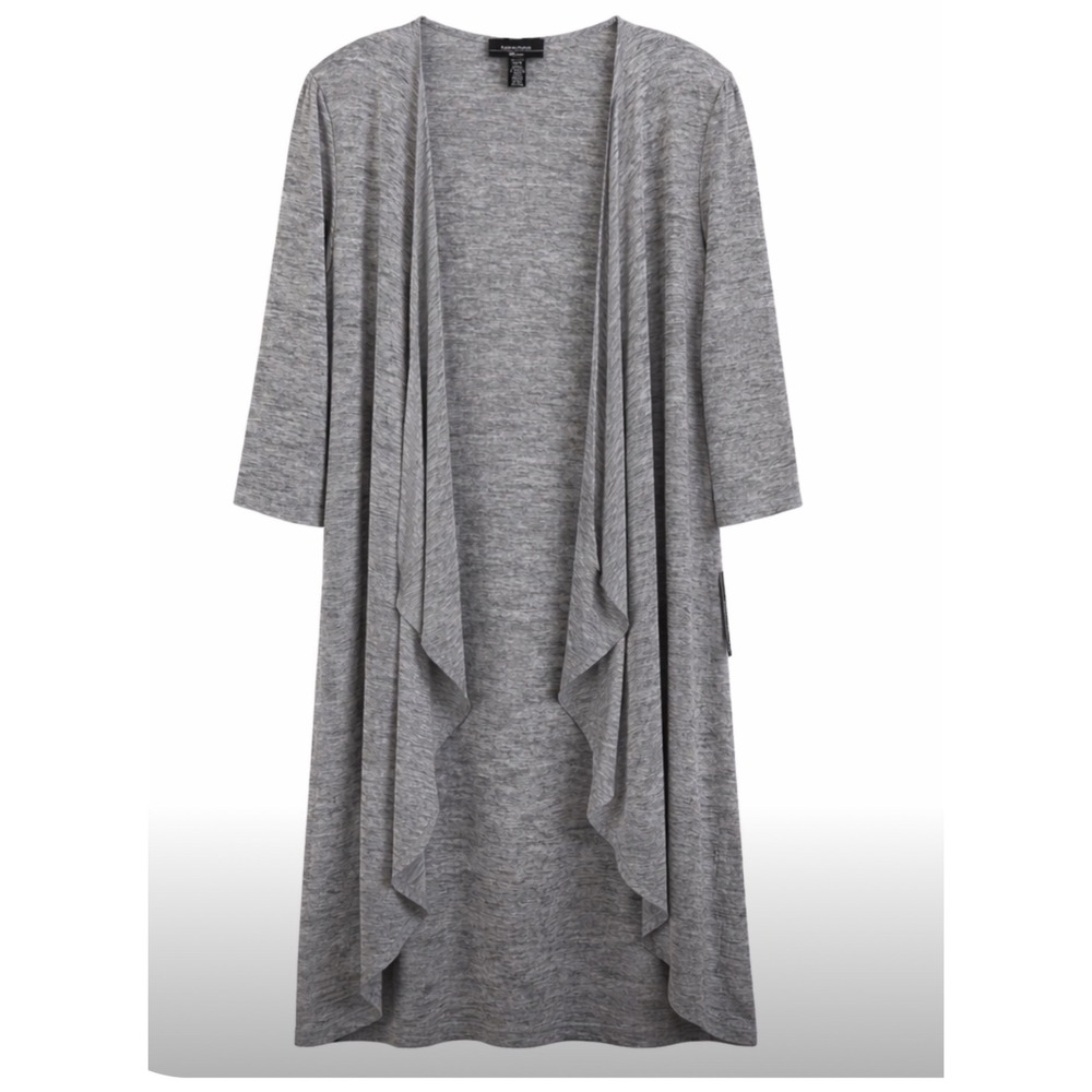 R&M‎ Richards Woman Grey Space Dye Waterfall Duster Cardigan 20W 1017W NEW